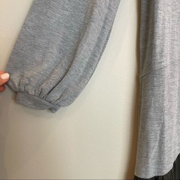 SIMPLE Suzanne Betro Heather Gray Ruffle Asymmetric Midi Dress - Picture 6 of 10